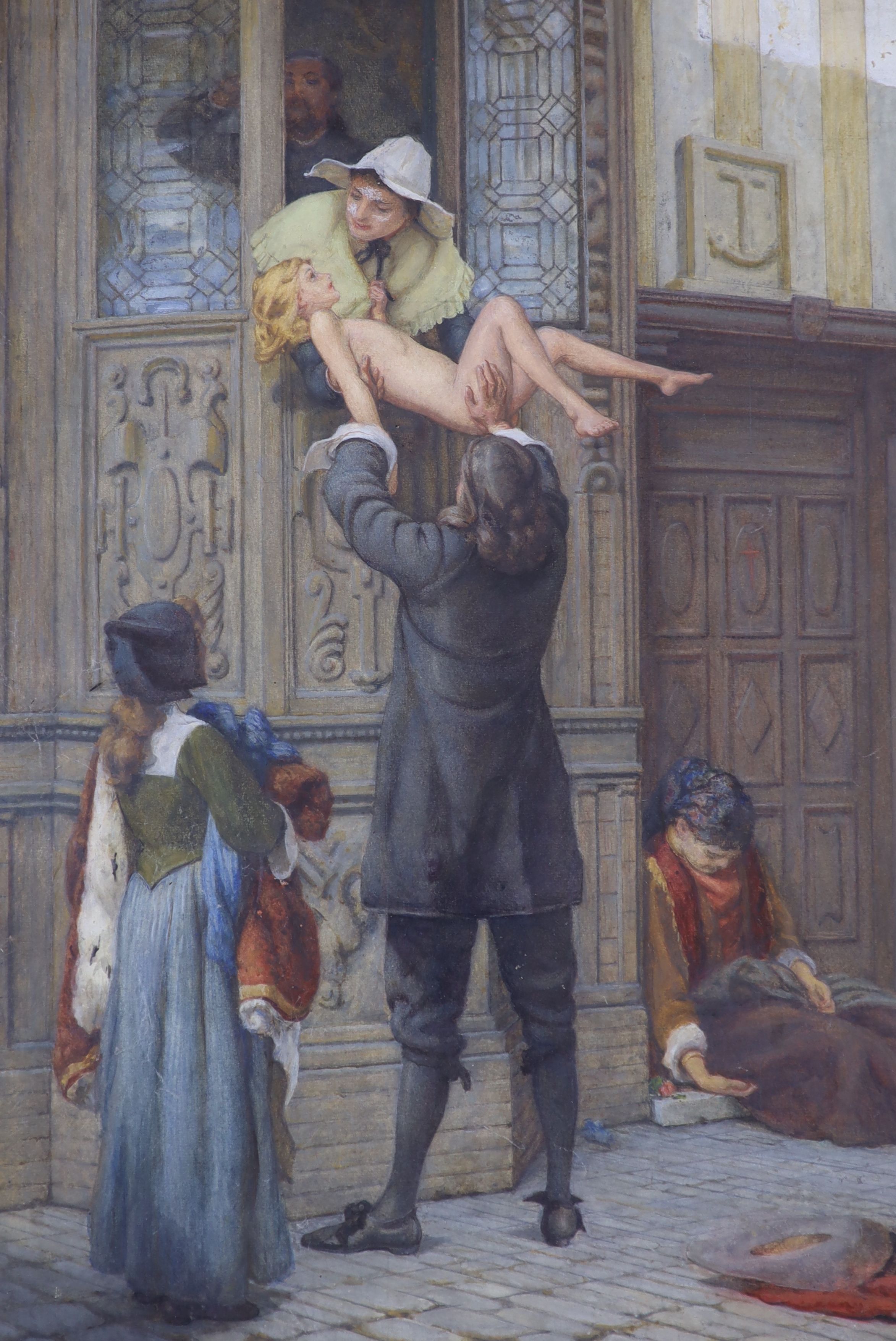 Frank Topham (1838-1924), watercolour, 'Rescued from The Plague', signed, 59 x 39cm